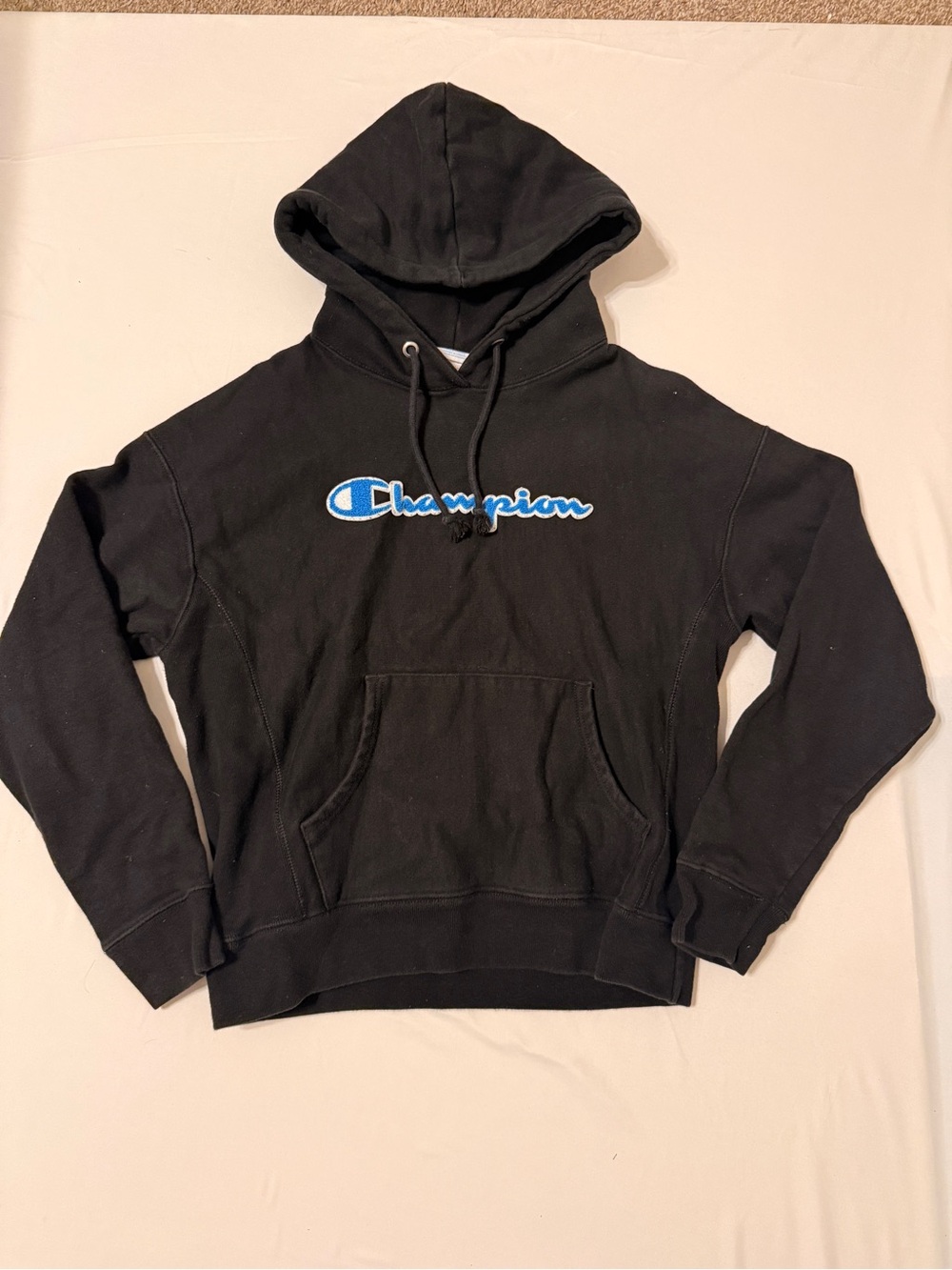 Champion Reverse Weave Black Embroidered Logo Hoodie Men’s Medium